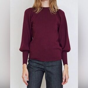 Apiece Apart Cashmere Organic Cotton Eco Dewi Puff Sleeve Ruby L best fit S/M